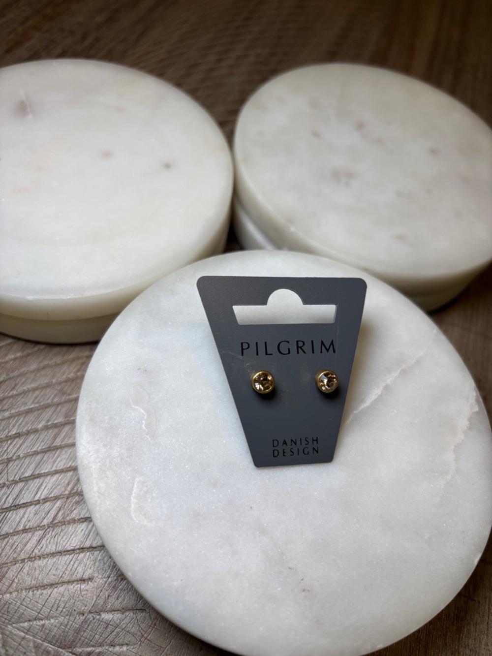 182 Pilgrim Gold-tone Round Stud Earrings - Polished Gold